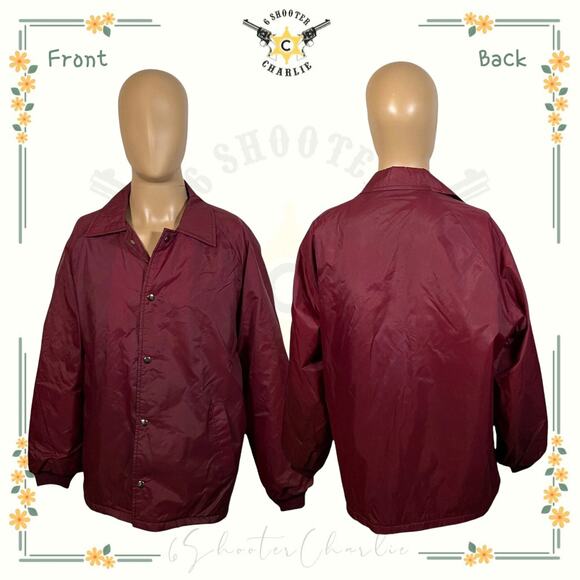 Vintage Weather Breaker Jacket Mens Large Red Windbreaker USA Made Button Down - Picture 1 of 6